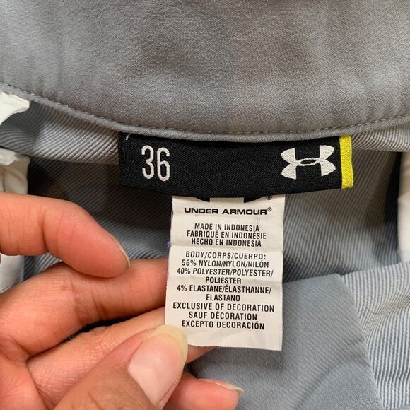 Under Armour Shorts Mens 36 Grey Leaderboard Flat Front Performance Chino Golf - Picture 7 of 11